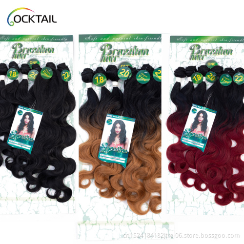 Hot sales romance curl colorful synthetic hair extension in stock, synthetic hair brands raw material